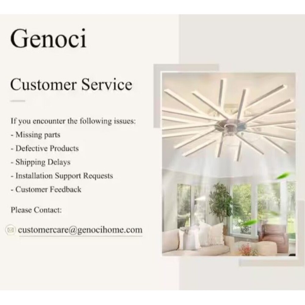 Genoci 44.9" indoor white modern flush mount ceiling fan 1459
